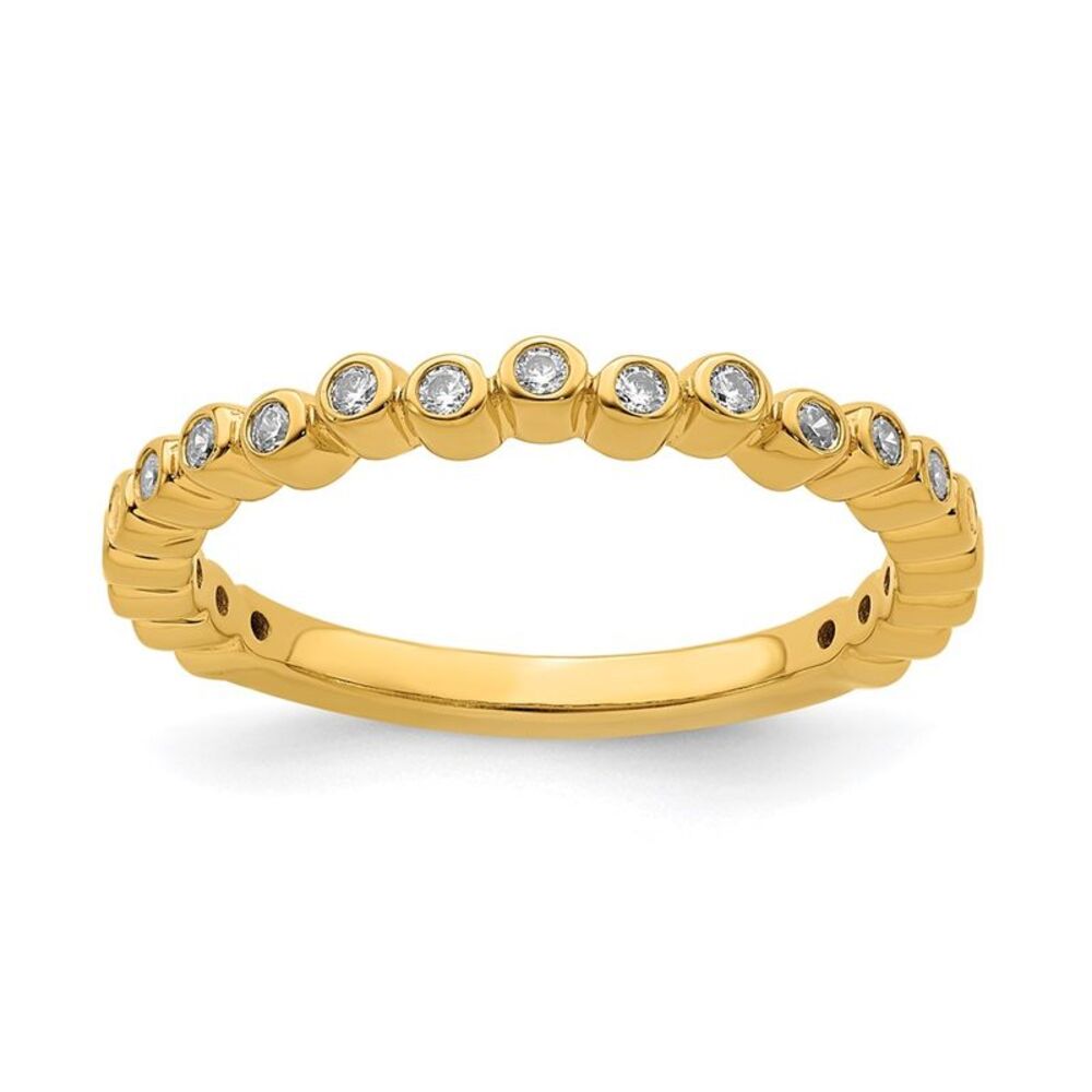 2.5mm 14k Yellow Gold 1/10 Ctw Diamond Stackable Band, Size 7